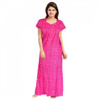 Seduva Women's Cotton Printed Maxi Nighty (Pink)