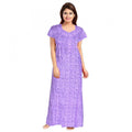 Seduva Women's Cotton Printed Maxi Nighty (Lavender)