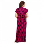 Seduva Women's Cotton Printed Maxi Nighty (Pink)