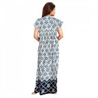 Seduva Women's Cotton Printed Maxi Nighty (Navy Blue)