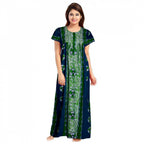 Seduva Women's Cotton Printed Maxi Nighty (Green)