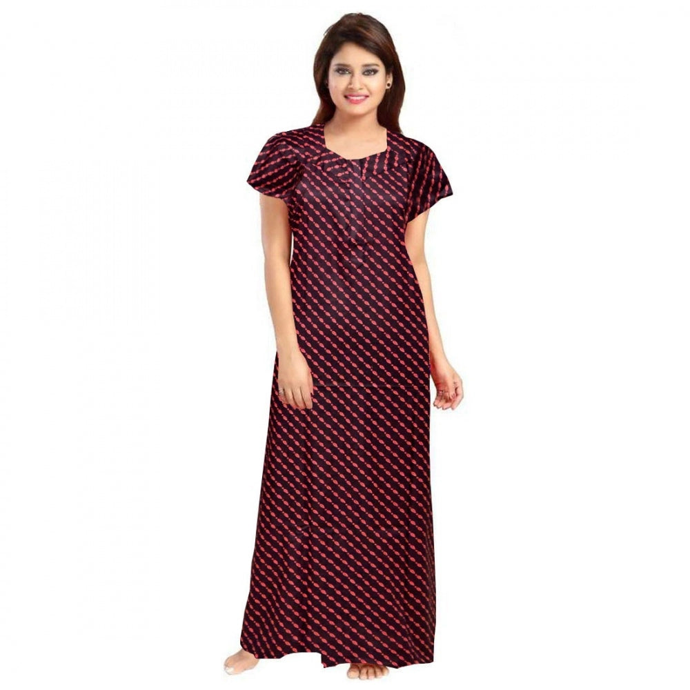 Seduva Women's Cotton Printed Maxi Nighty (Brown)