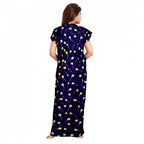 Seduva Women's Cotton Printed Maxi Nighty (Purple)