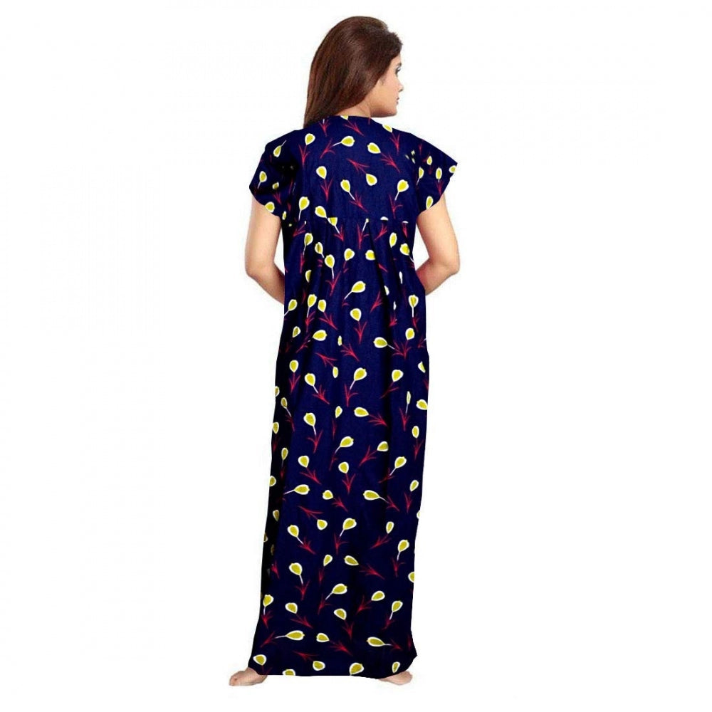 Seduva Women's Cotton Printed Maxi Nighty (Purple)