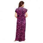 Seduva Women's Cotton Printed Maxi Nighty (Wine)