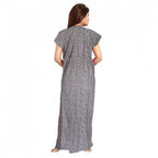 Seduva Women's Cotton Printed Maxi Nighty (Grey)