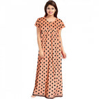 Seduva Women's Cotton Printed Maxi Nighty (Peach)