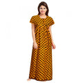Seduva Women's Cotton Printed Maxi Nighty (Mustard)