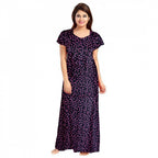 Seduva Women's Cotton Printed Maxi Nighty (Purple)