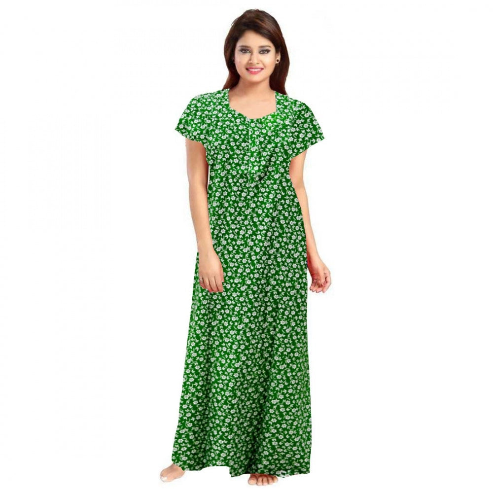 Seduva Women's Cotton Printed Maxi Nighty (Green)