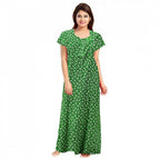 Seduva Women's Cotton Printed Maxi Nighty (Green)