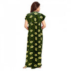 Seduva Women's Cotton Printed Maxi Nighty (Green)