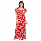 Seduva Women's Cotton Printed Maxi Nighty (Red)