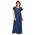 Seduva Women's Cotton Printed Maxi Nighty (Blue)