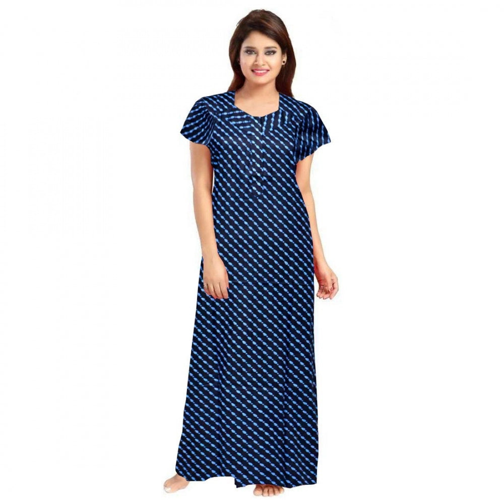 Seduva Women's Cotton Printed Maxi Nighty (Blue)