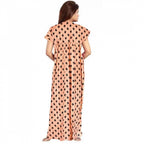 Seduva Women's Cotton Printed Maxi Nighty (Peach)