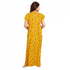 Seduva Women's Cotton Printed Maxi Nighty (Yellow)