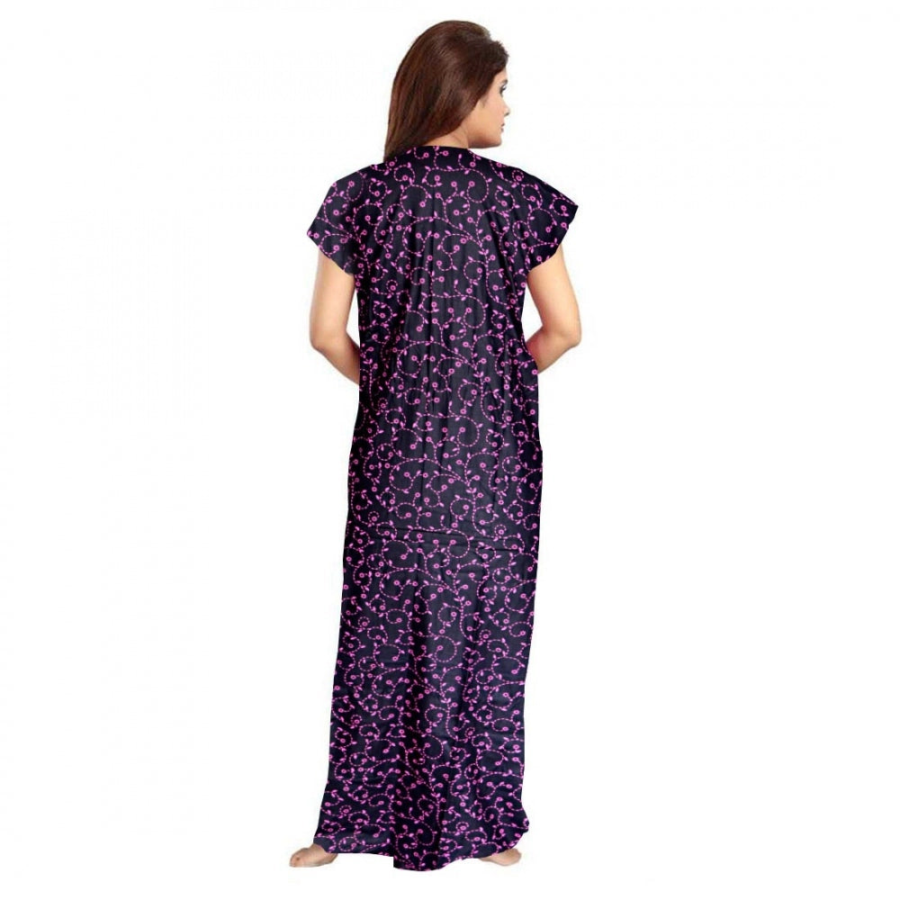 Seduva Women's Cotton Printed Maxi Nighty (Purple)