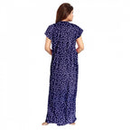 Seduva Women's Cotton Printed Maxi Nighty (Blue)