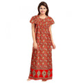 Seduva Women's Cotton Printed Maxi Nighty (Red)