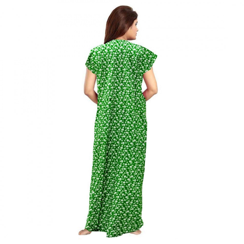 Seduva Women's Cotton Printed Maxi Nighty (Green)