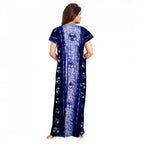 Seduva Women's Cotton Printed Maxi Nighty (Blue)