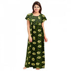 Seduva Women's Cotton Printed Maxi Nighty (Green)
