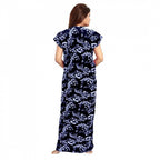Seduva Women's Cotton Printed Maxi Nighty (Blue)