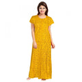 Seduva Women's Cotton Printed Maxi Nighty (Yellow)