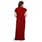 Seduva Women's Cotton Printed Maxi Nighty (Red)