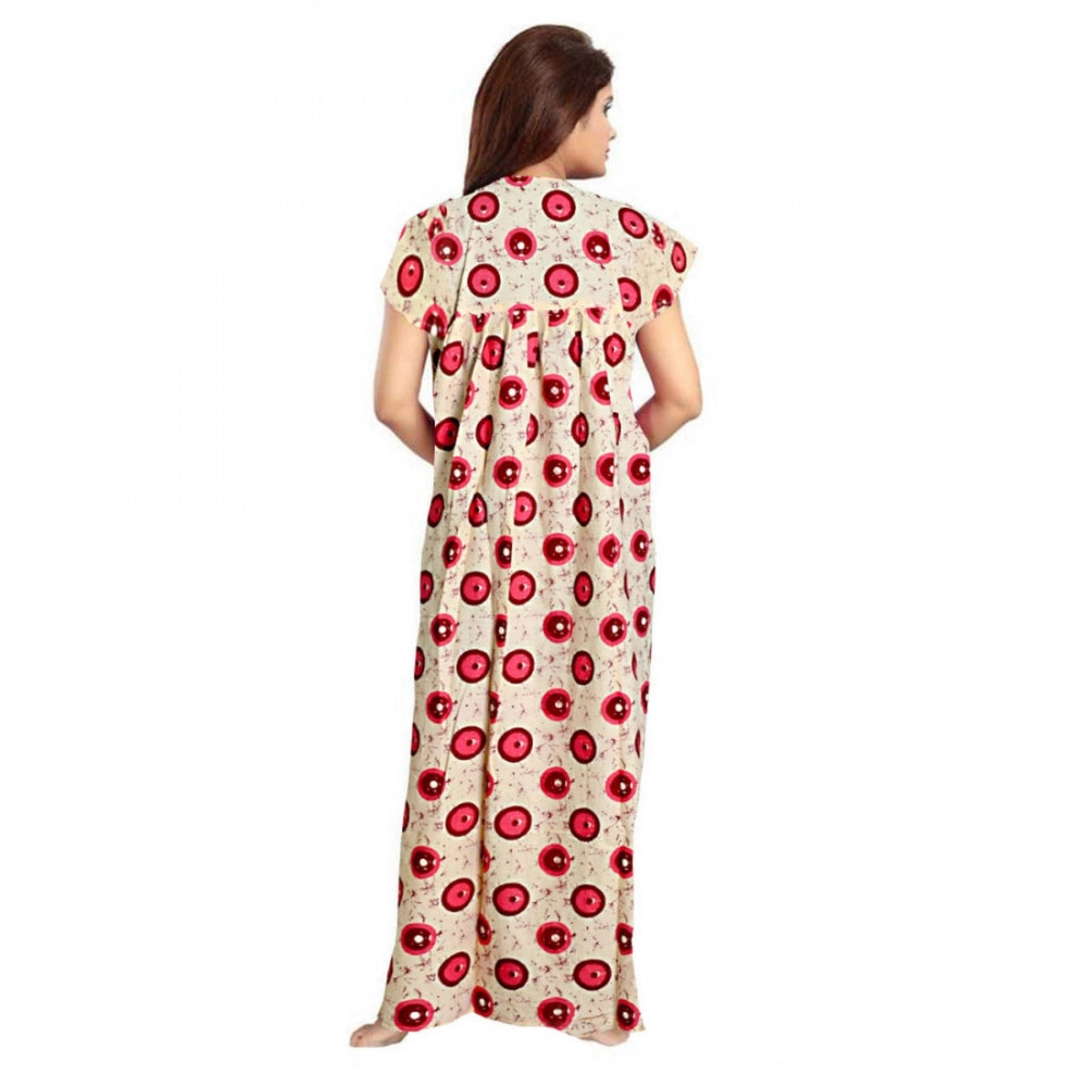 Seduva Women's Cotton Printed Maxi Nighty (Red)