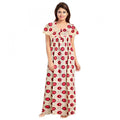 Seduva Women's Cotton Printed Maxi Nighty (Red)