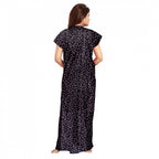 Seduva Women's Cotton Printed Maxi Nighty (Grey)