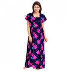 Seduva Women's Cotton Printed Maxi Nighty (Pink)
