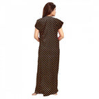 Seduva Women's Cotton Printed Maxi Nighty (Brown)