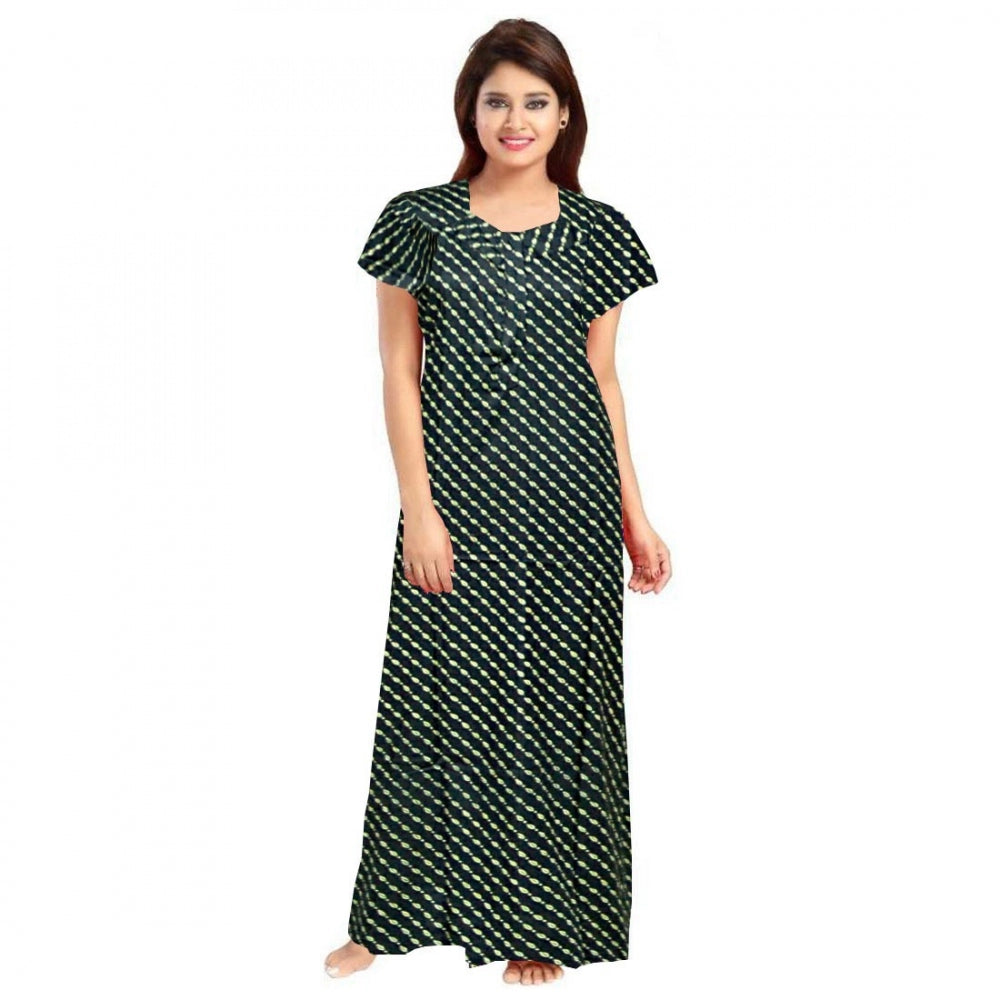 Seduva Women's Cotton Printed Maxi Nighty (Green)