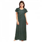 Seduva Women's Cotton Printed Maxi Nighty (Green)