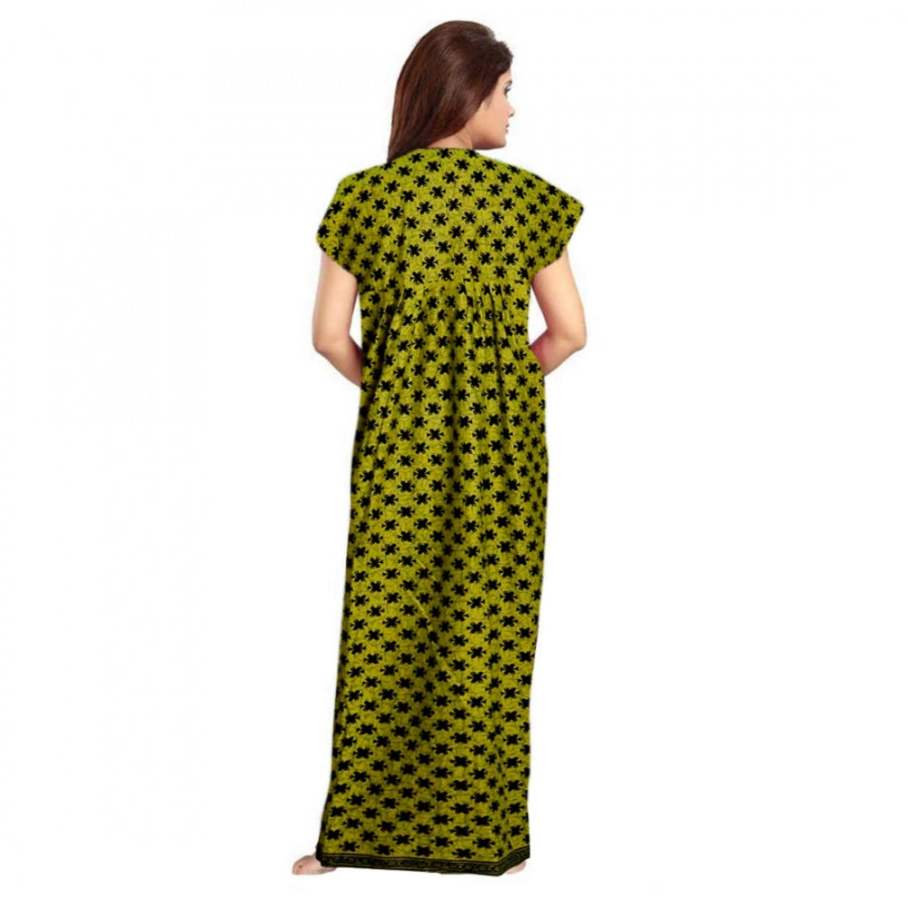 Seduva Women's Cotton Printed Maxi Nighty (Green)