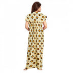 Seduva Women's Cotton Printed Maxi Nighty (Off White)