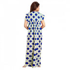 Seduva Women's Cotton Printed Maxi Nighty (Off White)