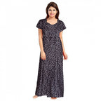 Seduva Women's Cotton Printed Maxi Nighty (Grey)