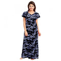 Seduva Women's Cotton Printed Maxi Nighty (Blue)