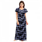 Seduva Women's Cotton Printed Maxi Nighty (Blue)