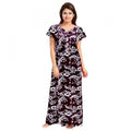 Seduva Women's Cotton Printed Maxi Nighty (Wine)