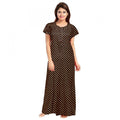 Seduva Women's Cotton Printed Maxi Nighty (Brown)