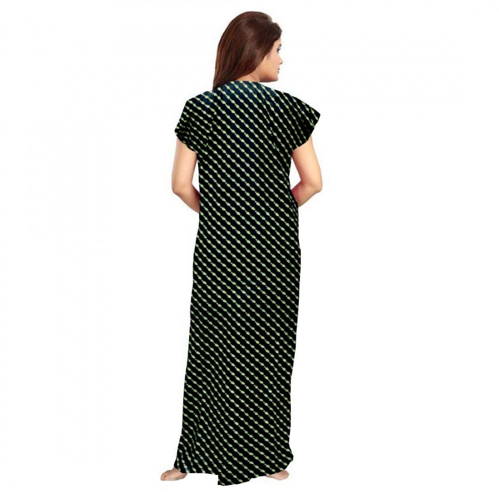 Seduva Women's Cotton Printed Maxi Nighty (Green)