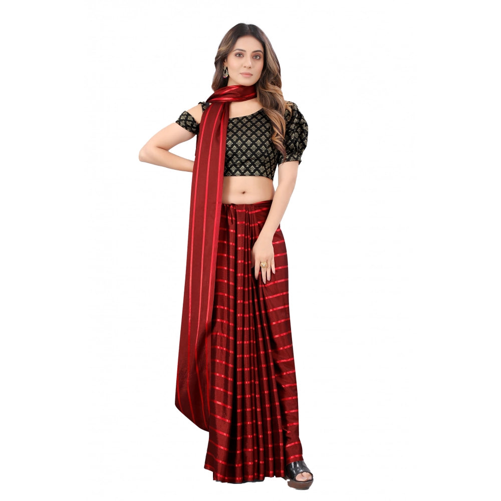 Seduva Women's Satin Silk Saree with Blouse (Red, 5-6 Mtrs)
