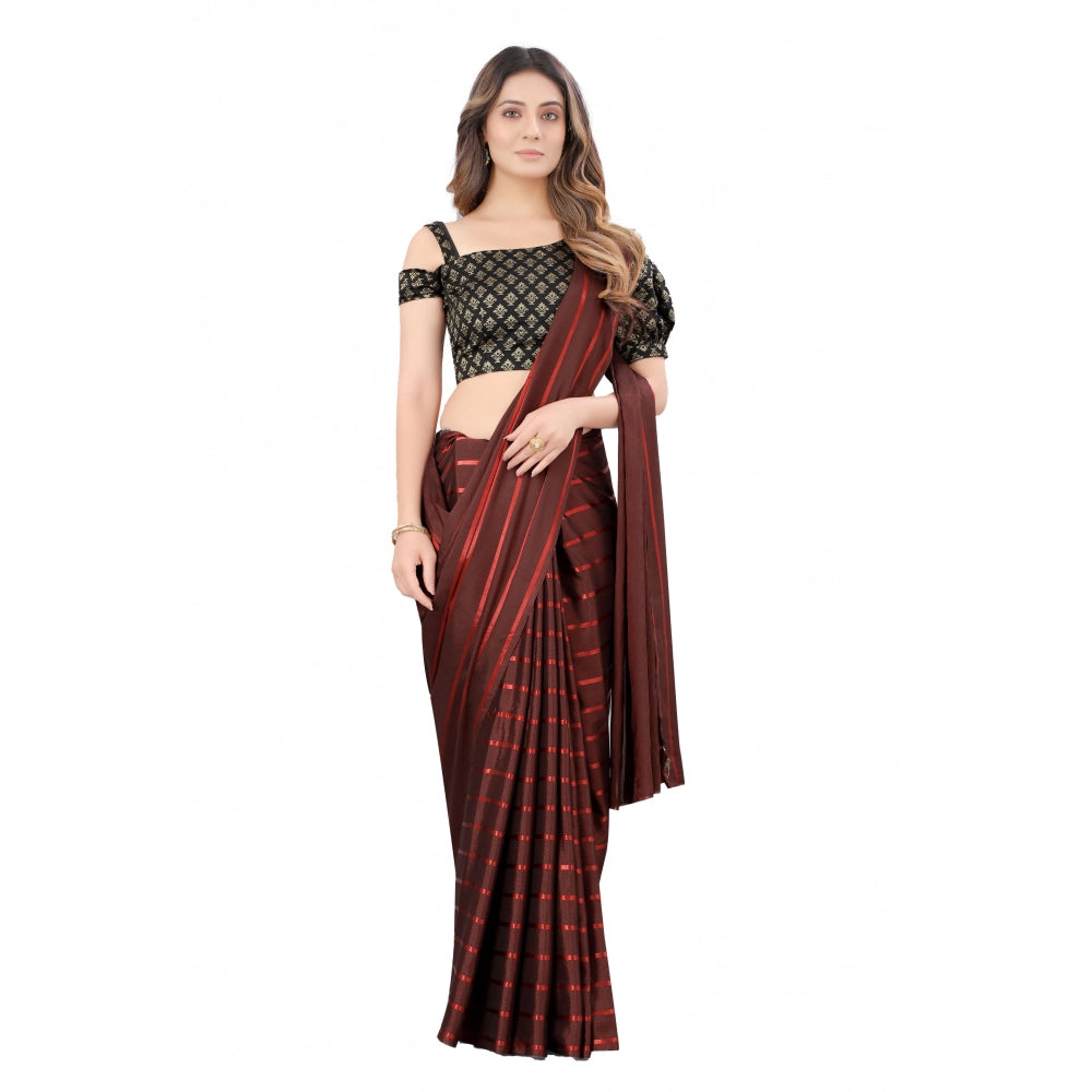 Seduva Women's Satin Silk Saree with Blouse (Orange, 5-6 Mtrs)