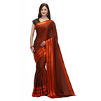 Seduva Women's Satin Silk Saree with Blouse (Orange, 5-6 Mtrs)