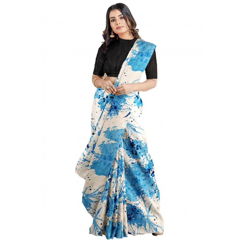 Seduva Women's Joya Silk Saree with Blouse (Sky, 5-6 Mtrs)